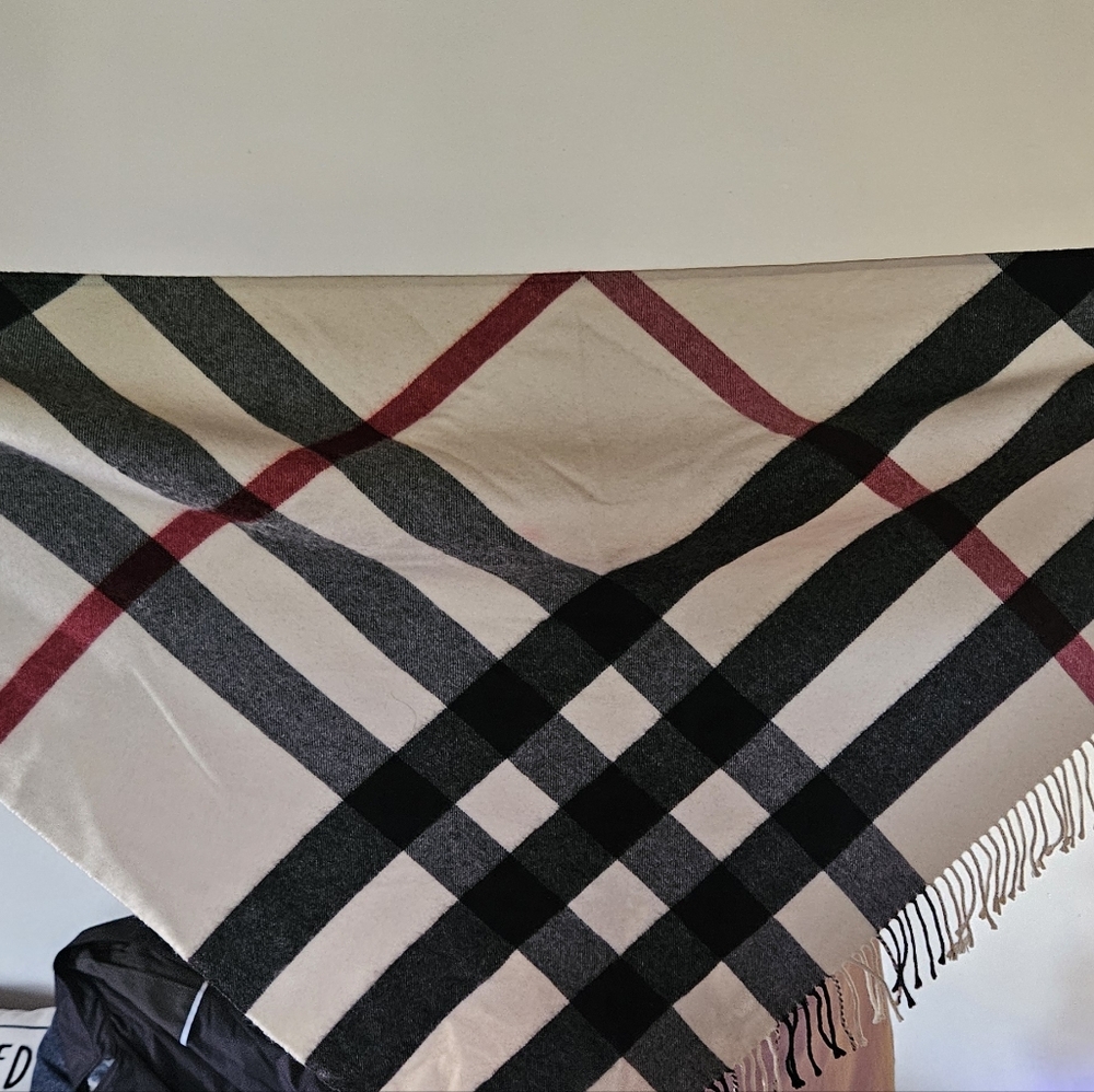 Burberry Black, Cream, and Red Checkered Scarf